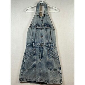 Circus NY‎ by Sam Edelman Denim Halter Mini Dress Blue Medium Wash Womens Size 8